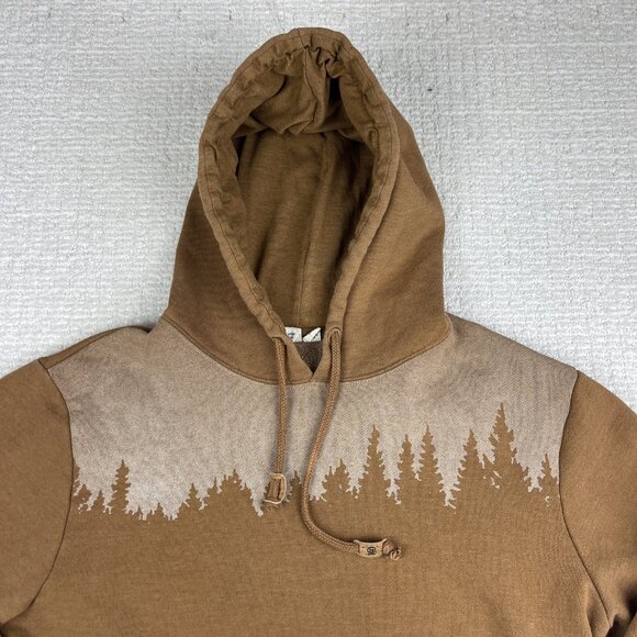 Ten Tree Juniper Trees Print Sky Forest Orange / Brown Hoodie Men Sz S Read* - Picture 2 of 16